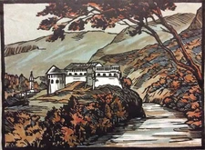 Landscape France Ink And Watercolour IN J.L. Morlot Circa 1941