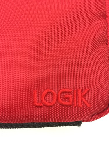 Laptop Messenger Bag Logik Small Red Padded Pockets Lined Zip Logo Used F1 - Picture 7 of 9