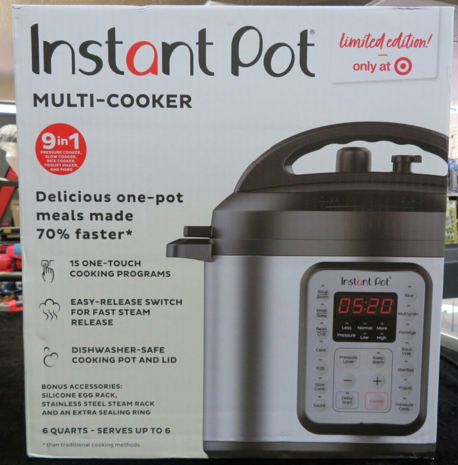 Instant Pot 9-in-1 Pressure Cooker, Bundle - 6qt (072-10-4433)