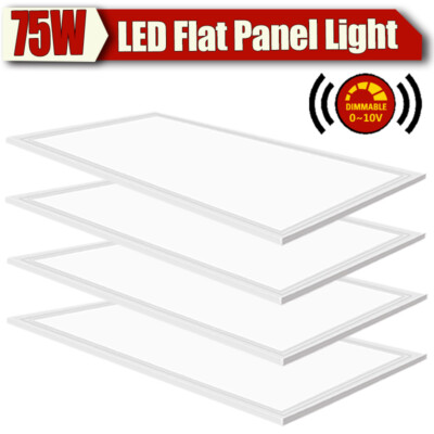 4PC 2x4 FT LED Flat Panel Troffer Light,75W Recessed Back-Lit Drop Ceiling Light