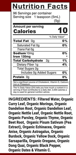 The IRON Formula By Natural Herbal Labs, Plant-Based. Boosts Energy 16 oz