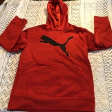 Puma Jumper Boys Medium M Red Pullover Hoodie Sweatshirt Lightweight Warm