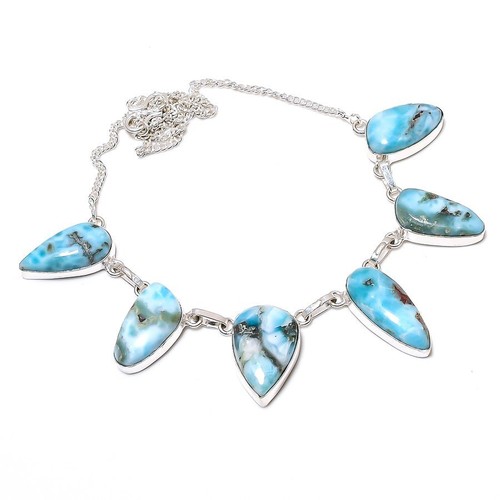 Ensemble De Bijoux En Argent 925 Et Larimar - Fait Main - Collier, Bague, Boucles, Bracelet