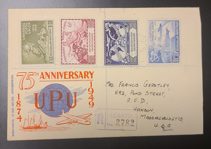 Bechuanaland Protectorate 1949 KGVI UPU COVER Complete Set Sc 149-152 UPU CACHET