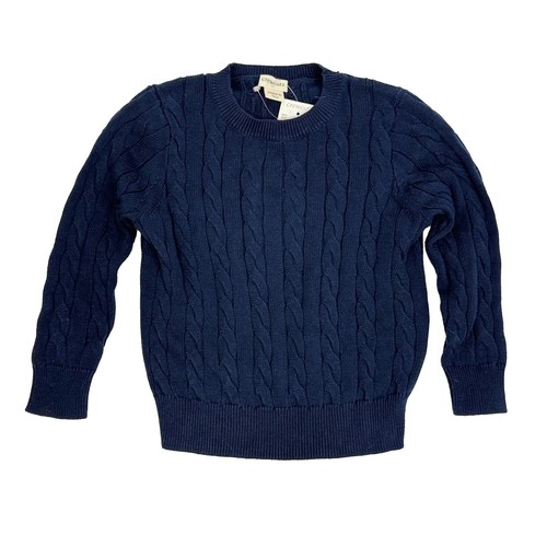 J.CREW CrewCuts Kids’ Cable-Knit Crewneck Sweater XXS (2-3) Navy Blue NWT B52