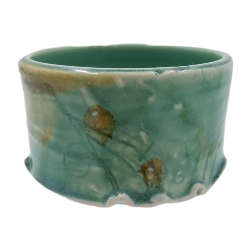 Signed Art Pottery Planter Green Glaze Handcrafted Succulent Cactus Pot Small - Picture 4 of 8