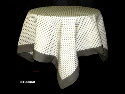 TISCHDECKE TISCHDECKE 90 QUADRATISCH BAUMWOLLE GEWEBT CANNAGE FORM GRAU ***