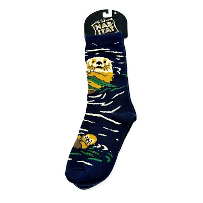 Otter Collectible Socks Unisex Large Wild Habitat Navy Blue