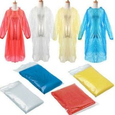 Lot Disposable Adult Emergency Waterproof Rain Coat Poncho Hiking Camping Hood