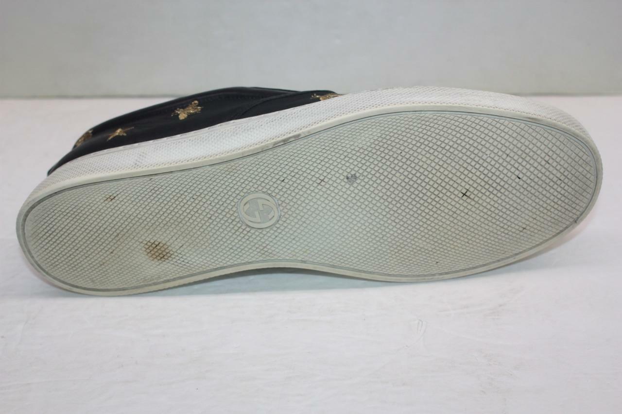 Gucci 407364 Black Leather Bees & Stars Slip On Dublin Shoes Size 14=14.5 US