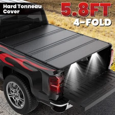 5.8FT 4-Fold Tonneau Truck Bed Cover For 14-18 Chevy Silverado GMC Sierra On Top