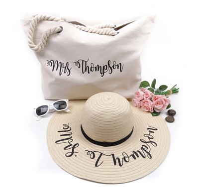 Beach Hat - Matching Beach Bag - Gift 