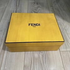 Authentic Fendi Roma Yellow Empty Shoe Gift Box 12” x 9.5” x 4” + Tissue Paper