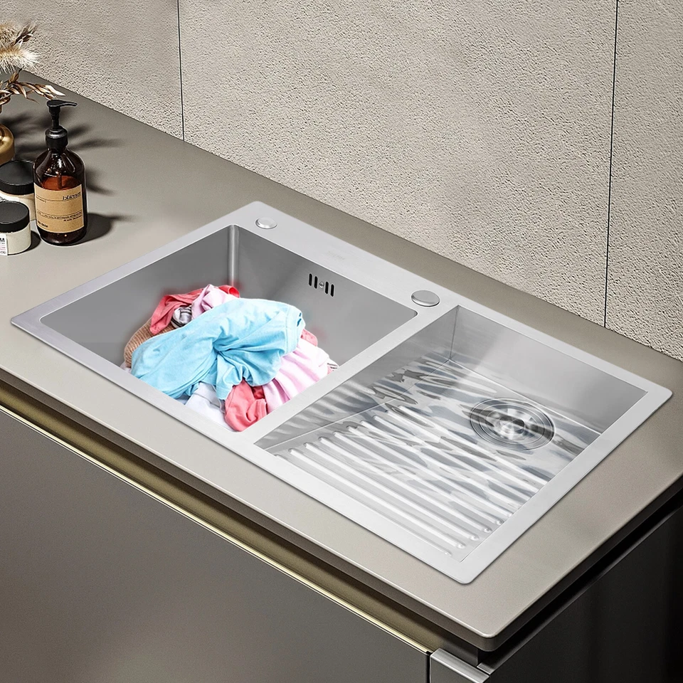 Fregadero de acero inoxidable lavabo doble fregadero para lavaderos, lavaderos Foto 4 de 4
