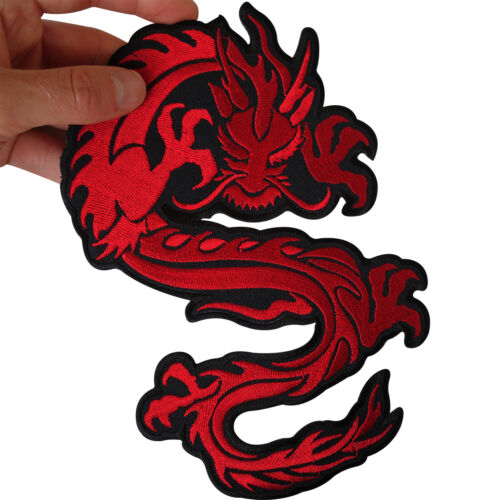 Large Iron On Embroidered Chinese Dragon Patch / Sew On Jacket Shirt Biker Badge - Afbeelding 1 van 1