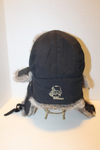 Cappello Mad Bomber naturale pelliccia di coniglio orecchio patta mentoniera nero supplex medio - Foto 3 di 12