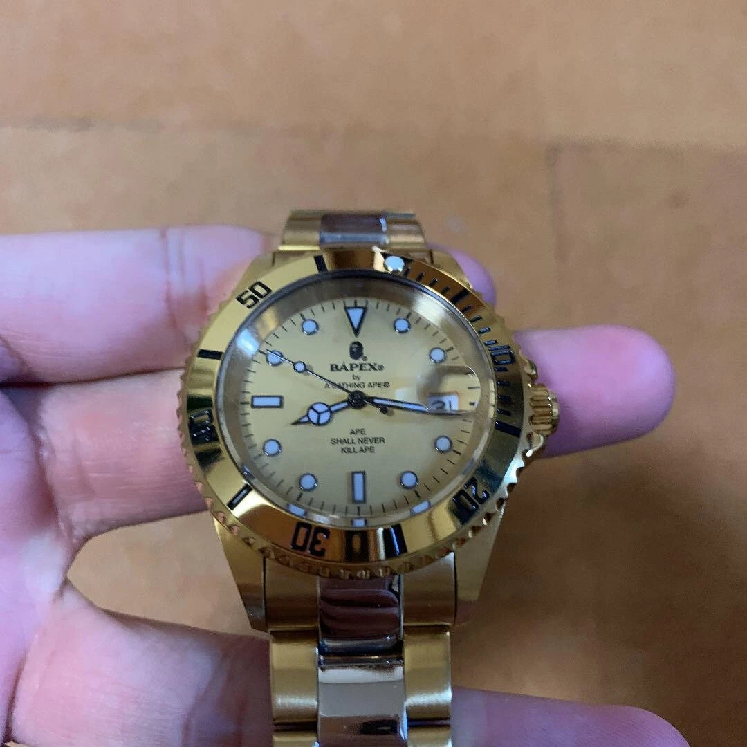 A Bathing Ape TYPE 1 Bapex Gold Dial Gold And Silver Automatic Men's Watch