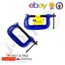 2Pc G Clamp Set 4" (100mm) Heavy Duty Screw G-Clamps for Wood & Metal Work