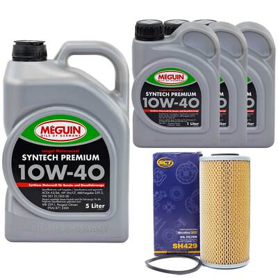 Motoröl Set Syntech 10W-40 Meguin 8 Liter + Ölfilter für Mercedes S-Klasse W140