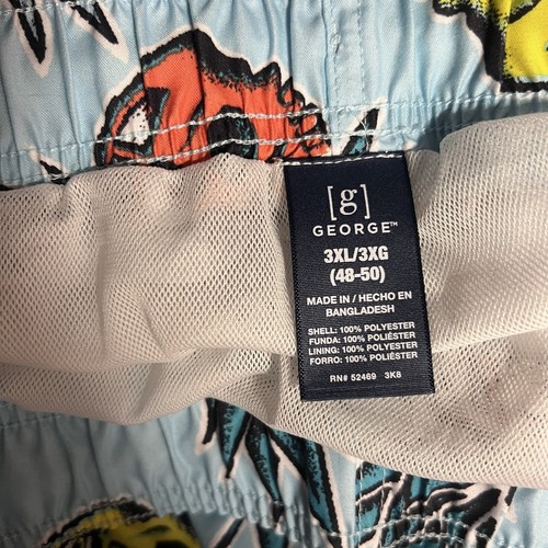 Mens Blue Skull Pineapple Orange Yellow Swim Trunks 3XL NWOT - Picture 6 of 9
