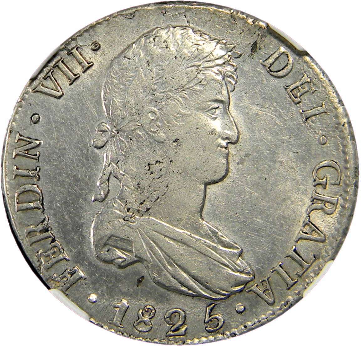 Bolivia Ferdinand VII 8 Reales 1825 PTS-J NGC AU Details Cleaned