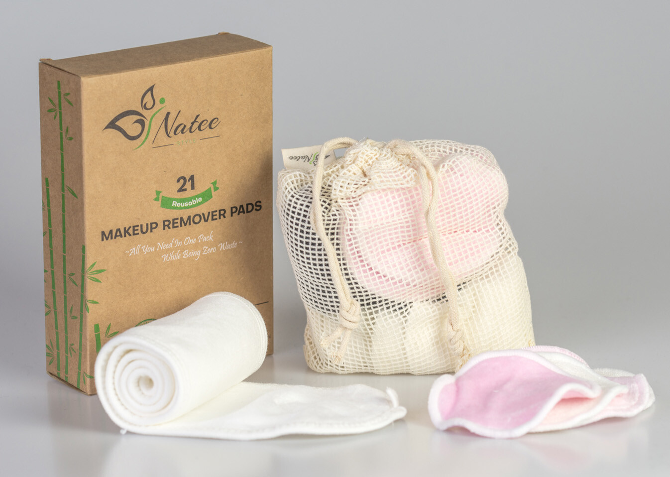 Reusable Bamboo Cotton Makeup Remover Pads Zero Waste Organic Washable Eco Vegan