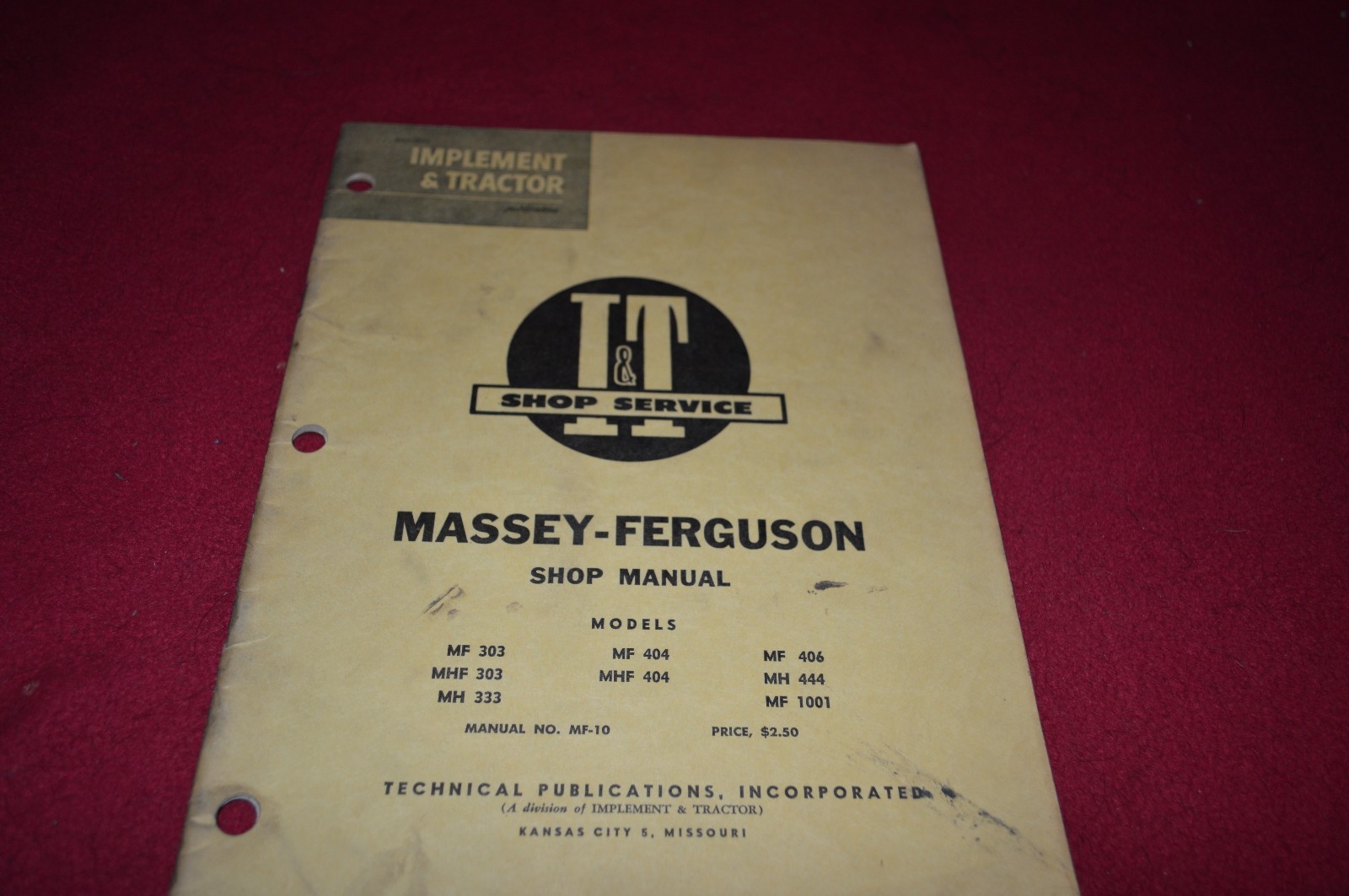 I&T Service Manual MF-40 Fits Massey Ferguson  1001 303 333 404 406 444