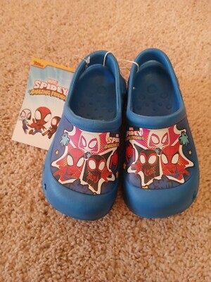 Marvel Spidey Spiderman Blue With Graphic Size 7-8 Childs Clogs Crocs Sandals 