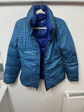Max & Co Reversible Puffer Coat Blue/green Patterned Jacket Size Gb10
