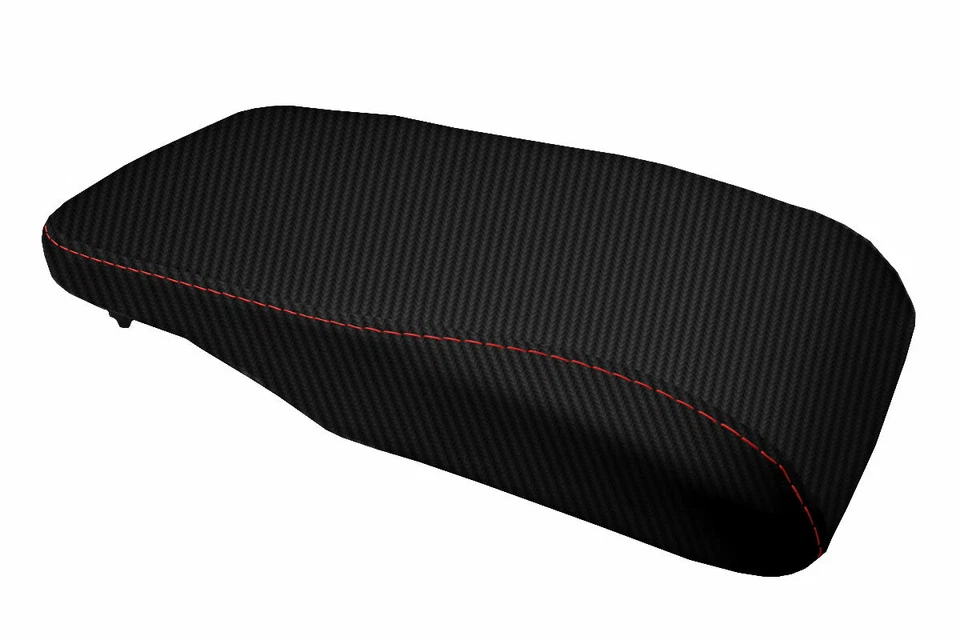 Se adapta a Toyota Avalon 2013-2018 tapa de consola de fibra de carbono reposabrazos cubierta puntada roja Foto 2 de 4