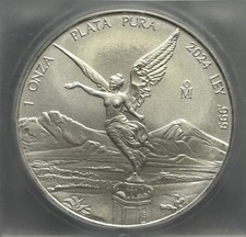 2024 Mo Mexico 1 Onza Silver Libertad, ICG MS70, 1oz Silver, Nice   