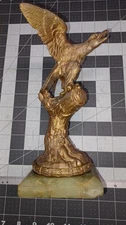  Cast Brass American USA Eagle Branch Sculpture Vintage Statue 9" Tall 6" Wide