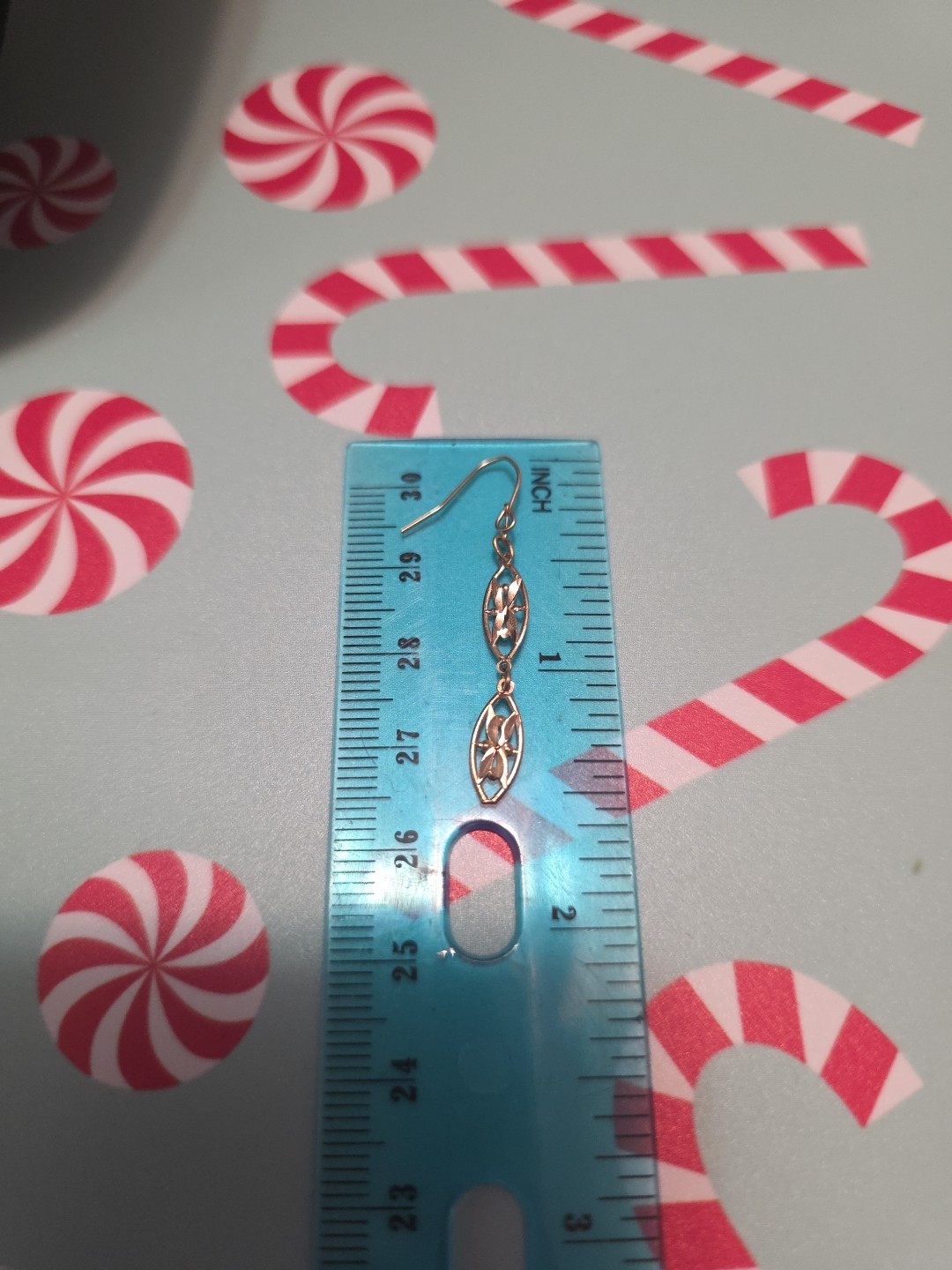 14k solid gold dangle earrings preowned vintage - image 2