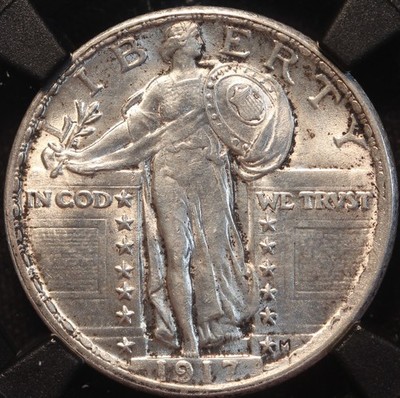 1917 P Type 2 Standing Liberty Quarter, NGC MS62FH, Vault Box