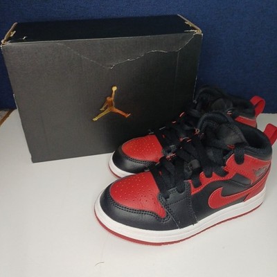 nike jordan 1 mid schwarz rot UK 11,5 Kinder Jungen High Tops Basketball Turnschuhe 