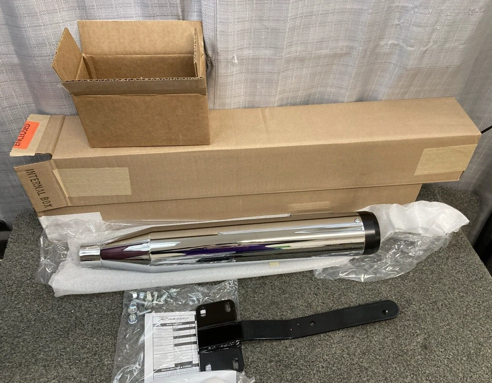 NUEVO GENUINO RINEHART 500-0504 3 1/2" Silenciadores Deslizables CROMO NEGRO TAPA Foto 3 de 4