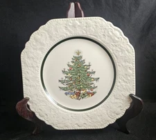 Cuthbertson Original Christmas Tree Dickens Embossed Salad Plate 8 1/2 Inches