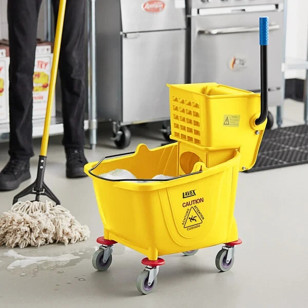 35 Qt. Yellow Mop Bucket & Side Press Wringer Combo