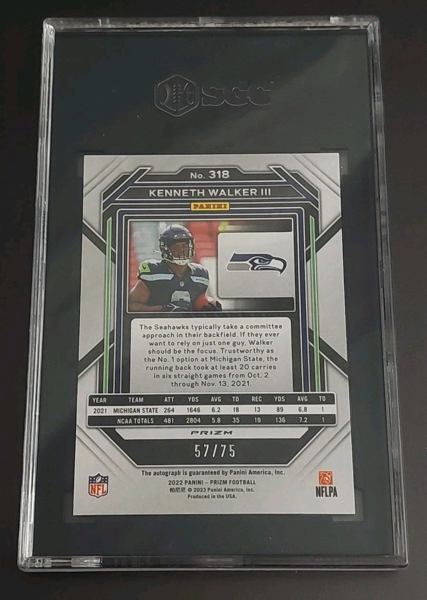 2022 Panini Prizm #318 Kenneth Walker III GREEN SCOPE AUTO RC #d