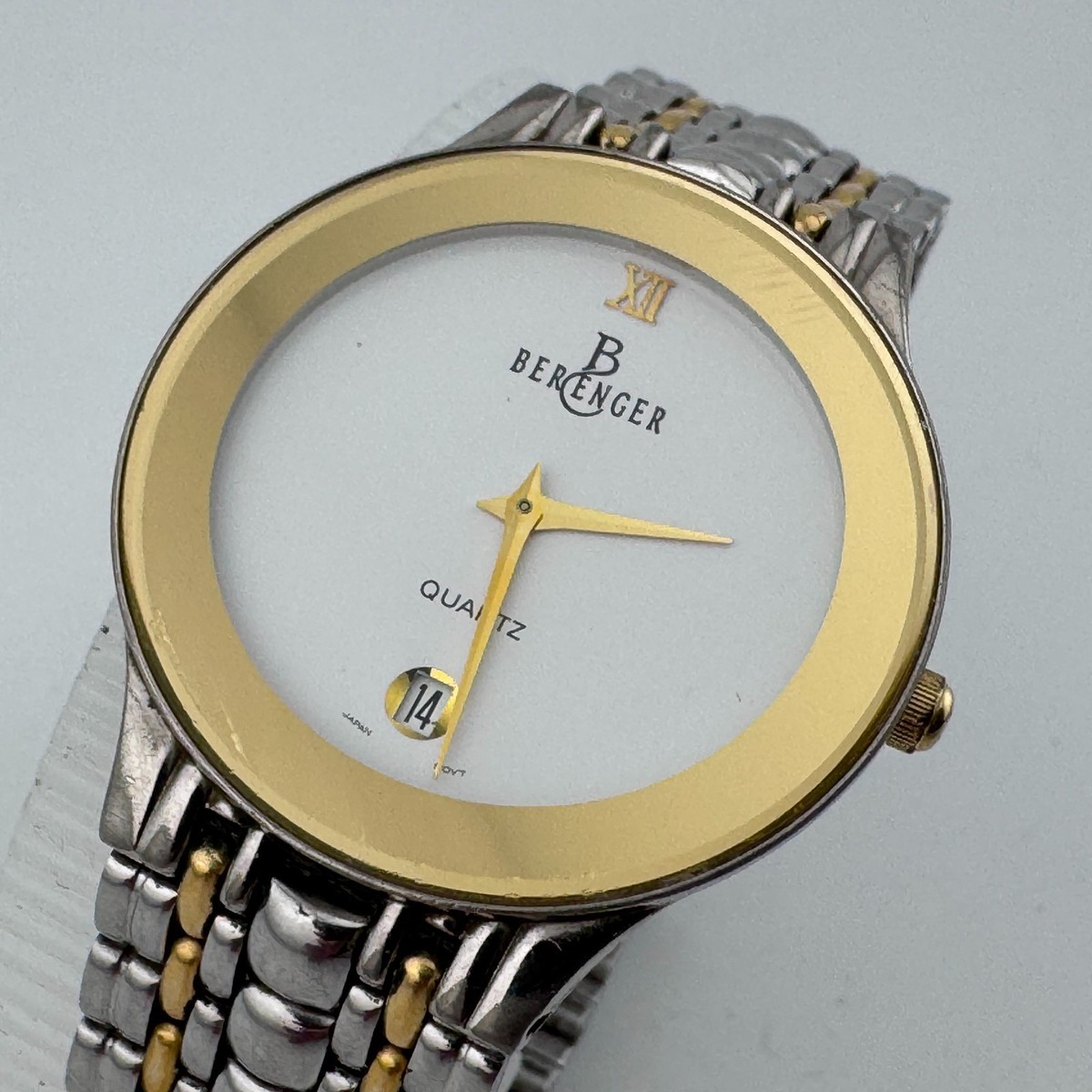 Vintage Berenger Quartz Watch Unisex Dual Tone Thin Date 
