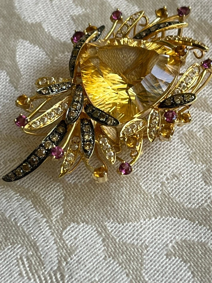 Colgante LeVian oro amarillo macizo 14K diamante citrino topacio blanco y granates Foto 2 de 4