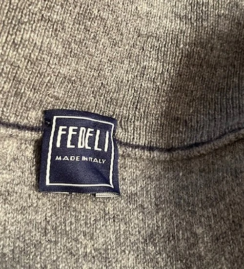 Chaleco Suéter Fedeli Italia Azul Marino y Gris 100% Cachemira Cremallera Completa ~ XXXL Foto 3 de 4