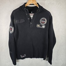 Camp David Pullover Herren Strickjacke Gr. L Schwarz Sport Sweatjacke Baumwolle