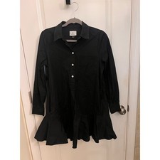 Tuckernuck Black Crepe Callahan Shirt Dress S Dark Academia Minimalist Luxury 