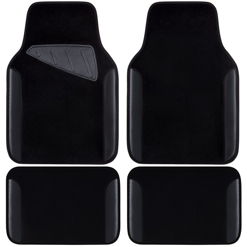 CAR PASS Waterproof Universal Fit Car Floor Mats, Faux Leather All Black