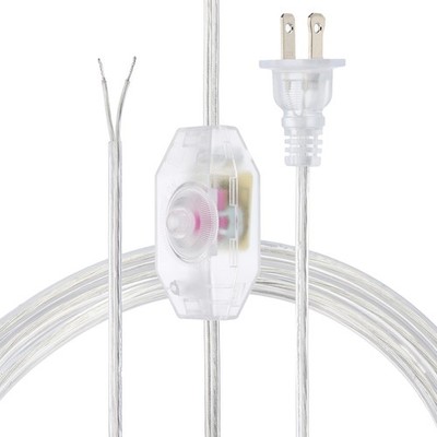 1 Set 6 Feet UL List Lamp Cord with Rotary Dimmer Switch Clear