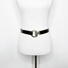 CHICO'S Hook Lock Mixed Metal statement belt silver gold black croc embossed S/M