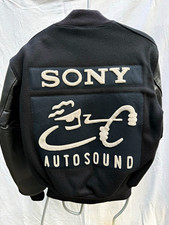 Vintage Sony Autosound Varsity Jacket Black Wool/Leather Embroidered M