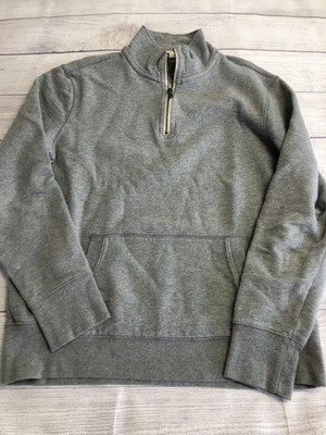 Gap Lived-In Sweatshirt Mens Large Gray 1/4 Zip Fleece Pullover Kangaroo Pocket