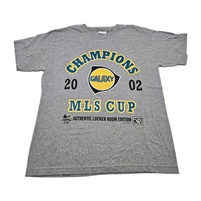 Vintage LA Galaxy MLS Cup Champions 2002 Locker Room Edition Shirt Grey Size L